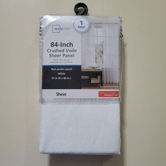 Mainstays White Crushed Voile Sheer Panel - Picture 1 of 8